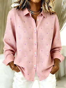 Image of Shirt Collar Loose Heart/Cordate Casual Shirt