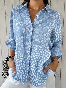 Image of Women's Botanical Print Half-Sleeve Shirt