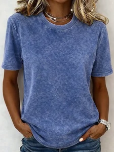Image of Women's 100% Cotton T Shirt Shirt Vintage Washed Tops Tee Top