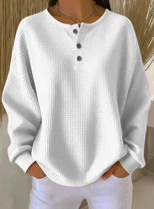Image of Loose Simple Crew Neck Plain T-Shirt