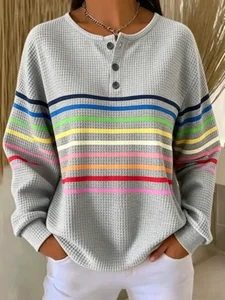 Image of Loose Others Casual Striped Sweatshirt