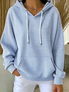 Image of Striped Hoodie Loose Casual Hoodie
