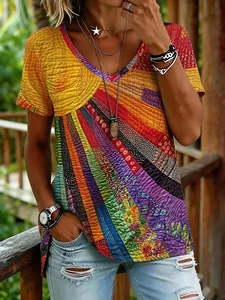 Image of Jersey V Neck Loose Vintage T-Shirt