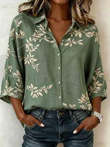 Image of Shawl Collar Loose Vintage Cotton And Linen Blouse