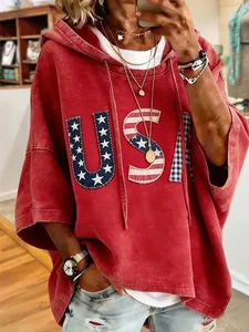 Image of Text Letters Loose Casual Hoodie