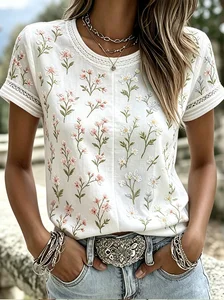 Image of Elegant Crew Neck T-Shirt