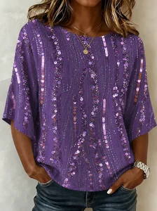 Image of Loose Crew Neck Vintage Blouse
