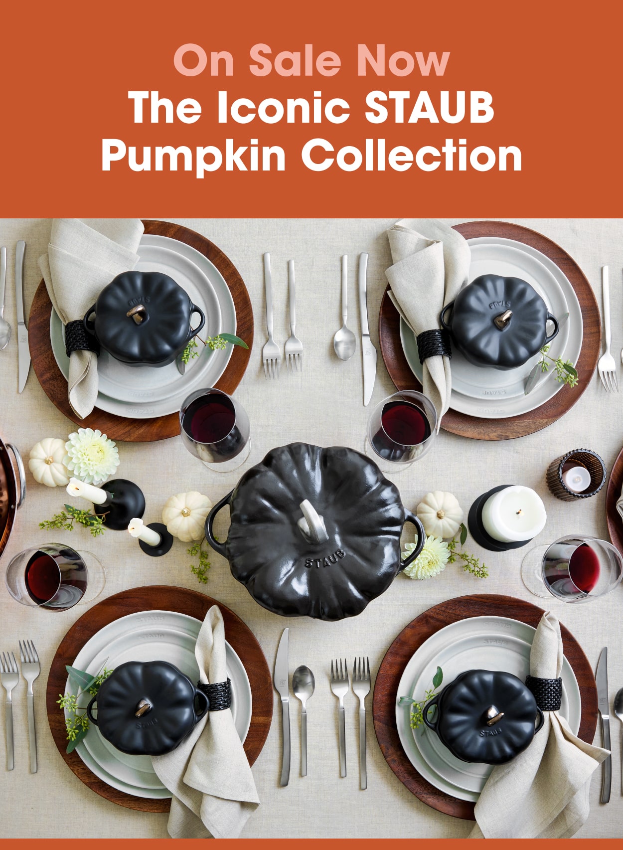 On Sale: The Iconic STAUB Pumpkin Dutch Oven. Available in cast iron and ceramic.