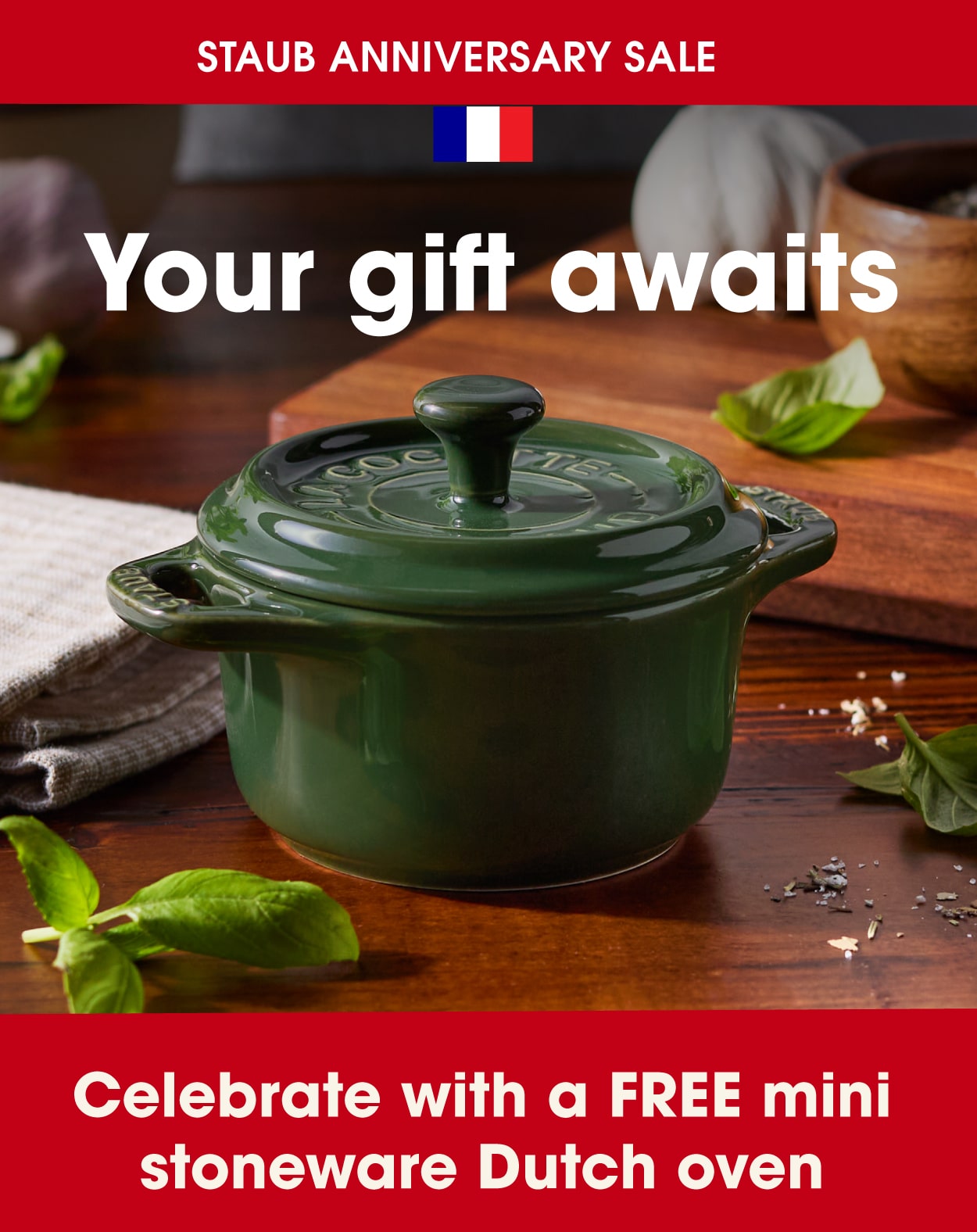 FREE Gift with Purchase: Free Mini Stoneware Dutch Oven with STAUB purchases $200+