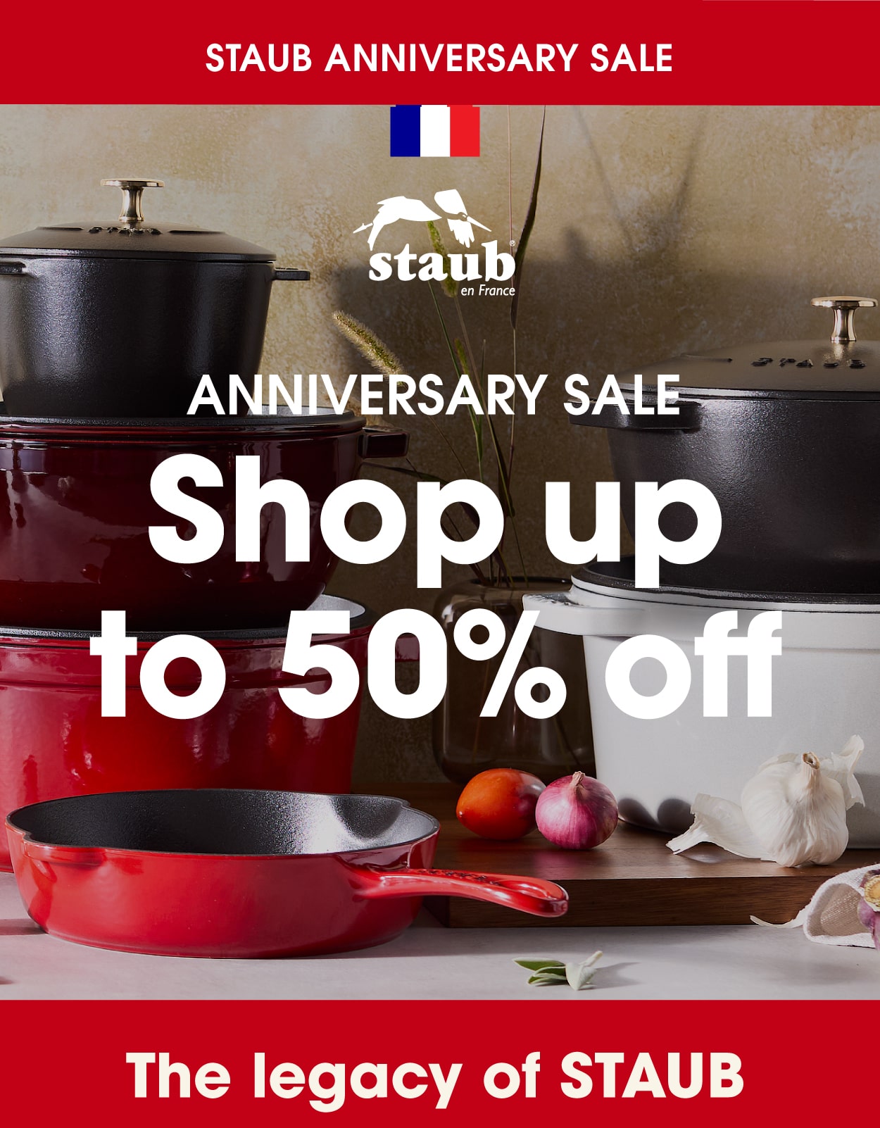 STAUB Anniversary Sale—Receive a FREE mini stoneware Dutch oven.