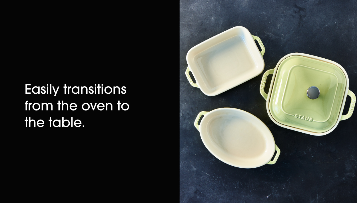 Easily Transitions from oven to table.