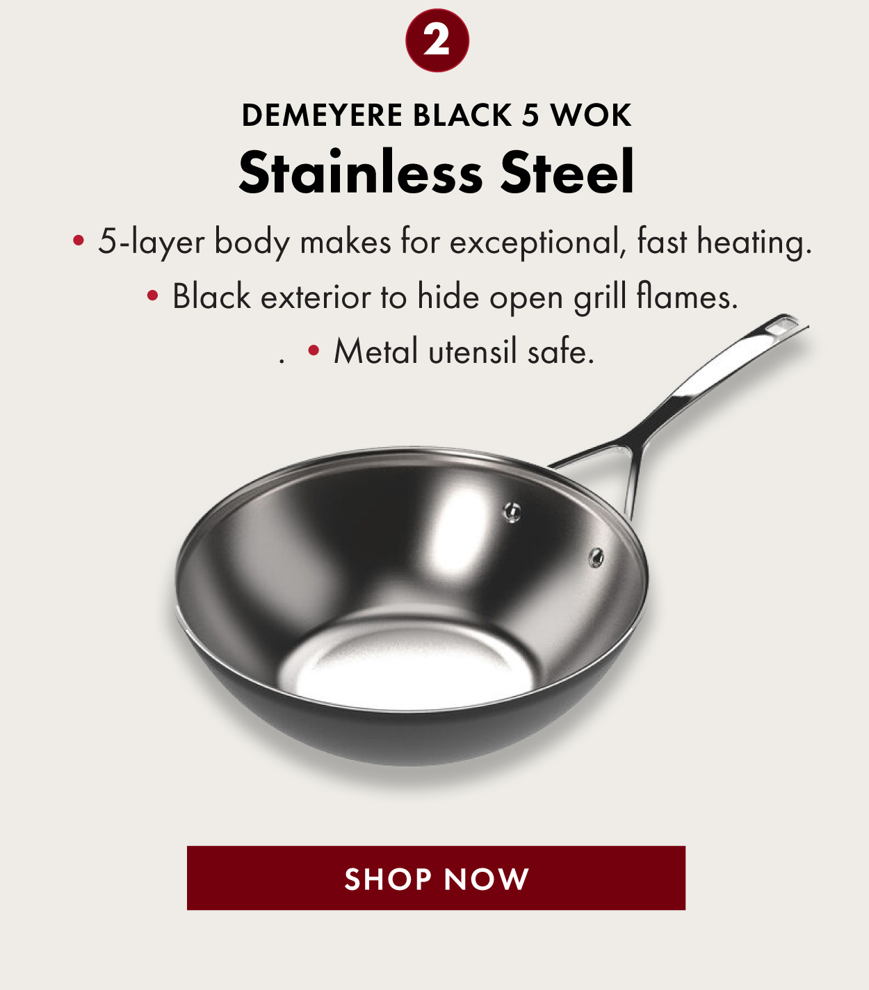Stainless Steel: DEMEYERE Black 5 Wok