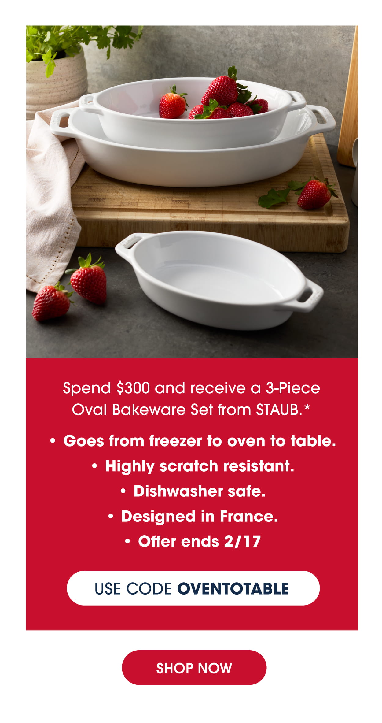 3-pc Oval Baking Set Valued at $140