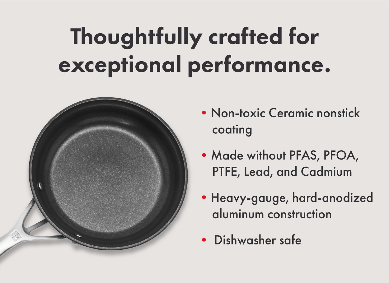 Made without the use of PFAS, PFOA, PTFE, lead, and cadium.