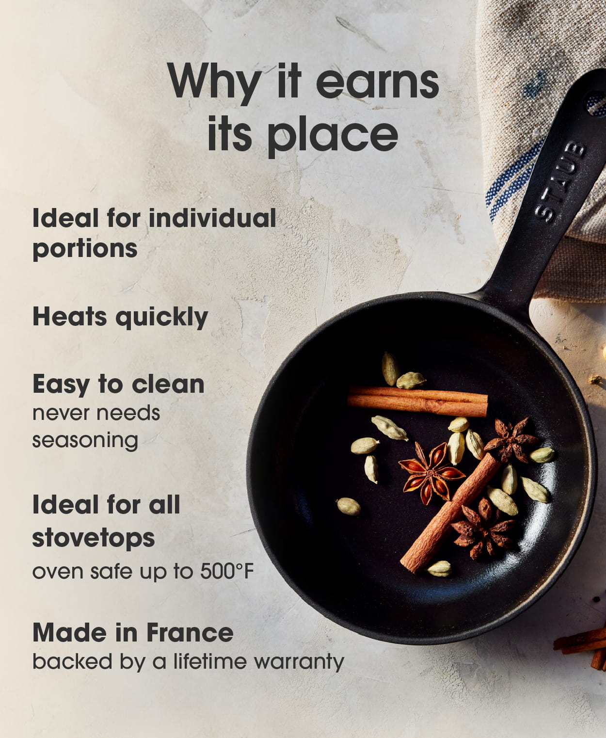 Ideal for individual portions. Made in France with a lifetime warranty.
